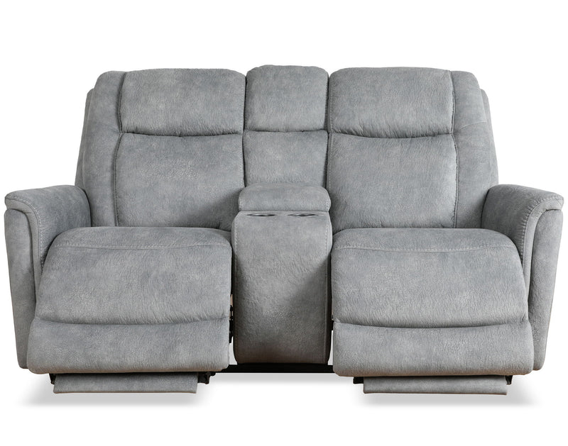 Linus - Zero Gravity Power Reclining Console Loveseat - Hudson Gray - JaxCo Furniture