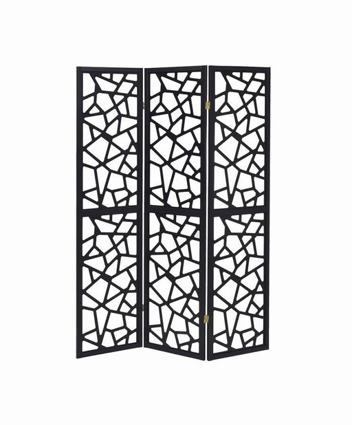 Nailan - 3-Panel Room Divider Folding Screen Open Mosaic - Black - JaxCo Furniture