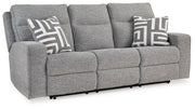 Biscoe - Pewter - Power Reclining Sofa With Adj Headrest - JaxCo Furniture