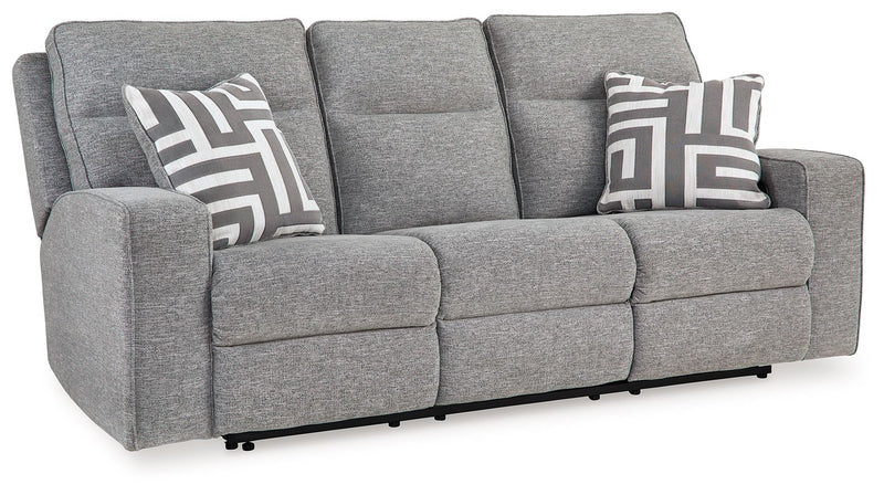 Biscoe - Pewter - Power Reclining Sofa With Adj Headrest - JaxCo Furniture