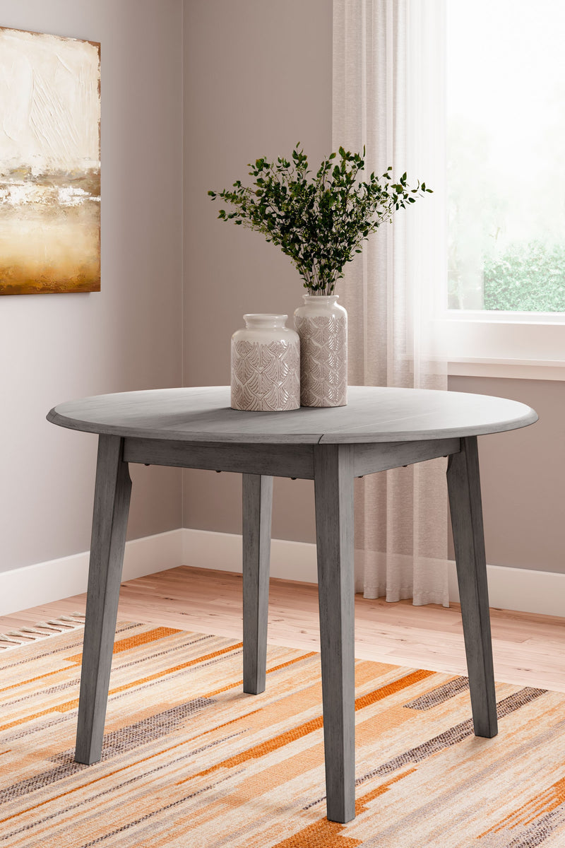 Shullden - Gray - Round Drm Drop Leaf Table - JaxCo Furniture