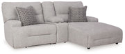 Acklen Place - Pewter - 4 Pc. - 3-Piece Power Reclining Sectional Sofa With Raf Chaise, Wide Seat Power Recliner - JaxCo Furniture