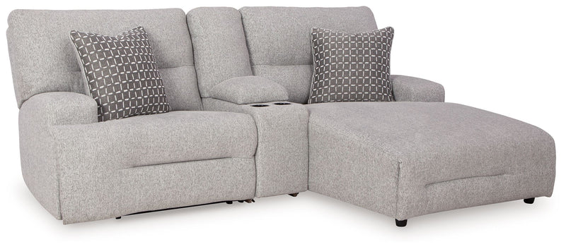 Acklen Place - Pewter - 4 Pc. - 3-Piece Power Reclining Sectional Sofa With Raf Chaise, Wide Seat Power Recliner - JaxCo Furniture