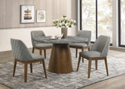 Franklin - 5 Piece Round Dining Table Set - Gray And Dark Oak - JaxCo Furniture