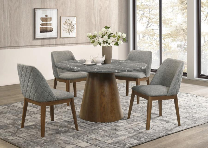 Franklin - 5 Piece Round Dining Table Set - Gray And Dark Oak - JaxCo Furniture
