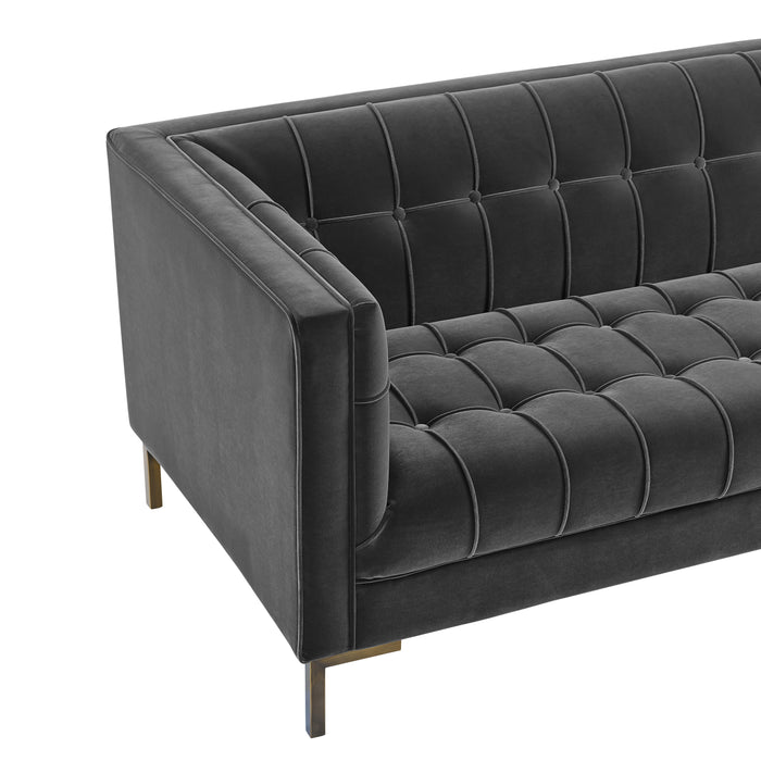 Isaac - Channel Stitch Velvet Sofa - JaxCo Furniture