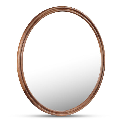 Alcott - Round Accent Mirror Large - Dark Brown - JaxCo Furniture