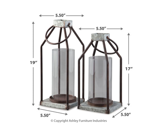 Diedrick - Gray / Black - Lantern Set (Set of 2) - JaxCo Furniture