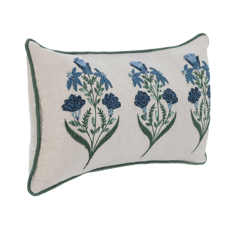 Novel Estate - 14" x 26" NV Belcourt Floral Pillow - Natural / Blue - JaxCo Furniture