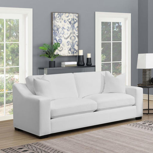 Ashlyn - Upholstered Sloped Arm Sofa - White - JaxCo Furniture