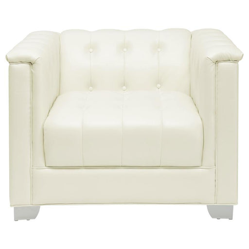 Chaviano - Upholstered Track Arm Accent Chair - Pearl White - JaxCo Furniture