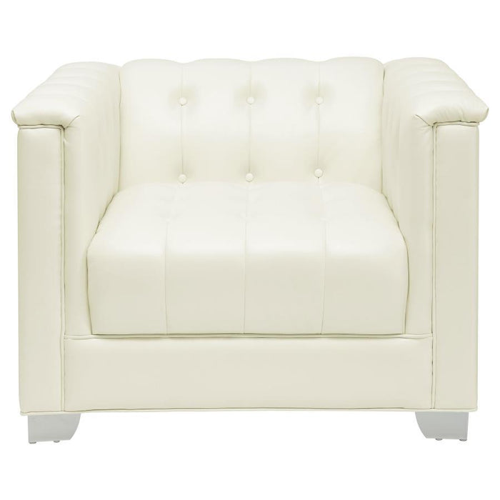 Chaviano - Upholstered Track Arm Accent Chair - Pearl White - JaxCo Furniture