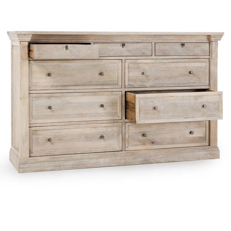 Adelaide - 9 Drawer Dresser - Natural White - JaxCo Furniture