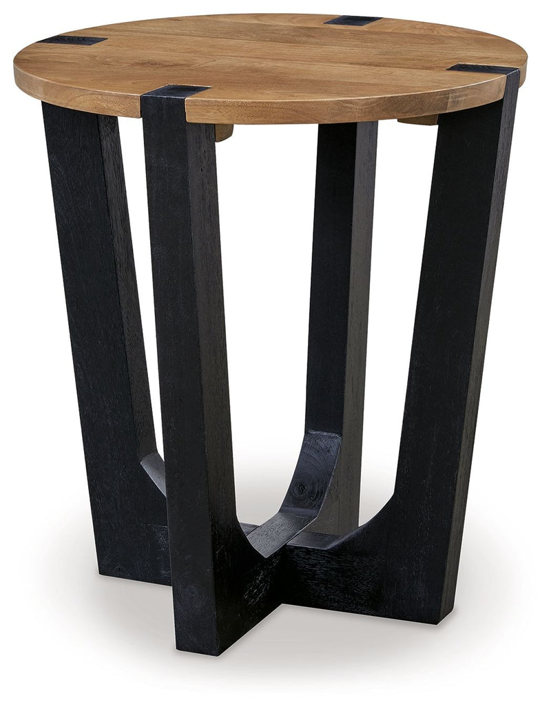 Hanneforth - Brown - Round End Table - JaxCo Furniture