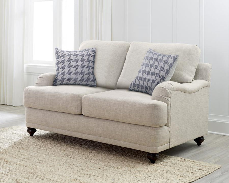 Glenn - Upholstered English Arm Loveseat - Light Gray And Blue - JaxCo Furniture