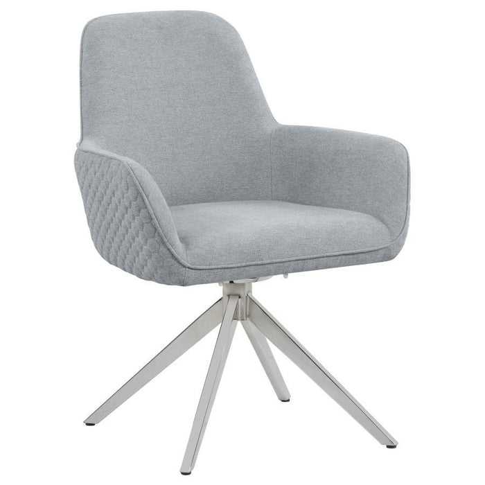 Abby - Fabric Upholstered Swivel Dining Arm Chair - Light Gray - JaxCo Furniture