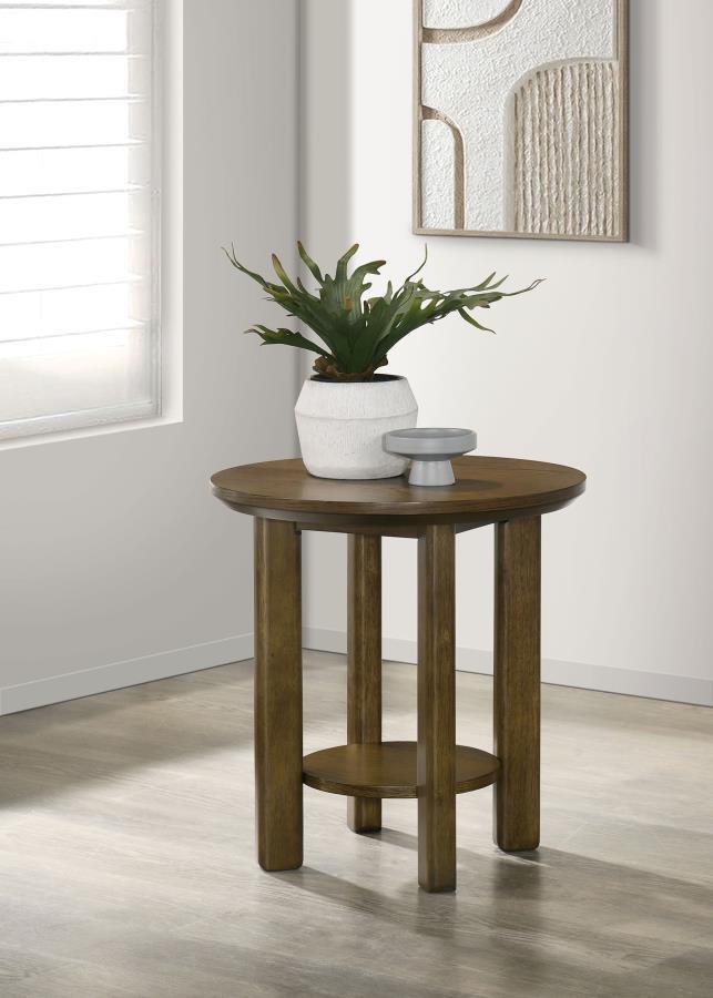 Ottowa - Round Wood Table With Shelf - JaxCo Furniture