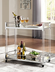 Chaseton - Clear / Silver Finish - Bar Cart - JaxCo Furniture