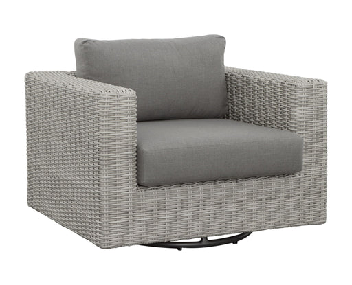 Blakley - Outdoor Swilvel Chair (Set of 2) With Half Round Wicker - Gray - JaxCo Furniture