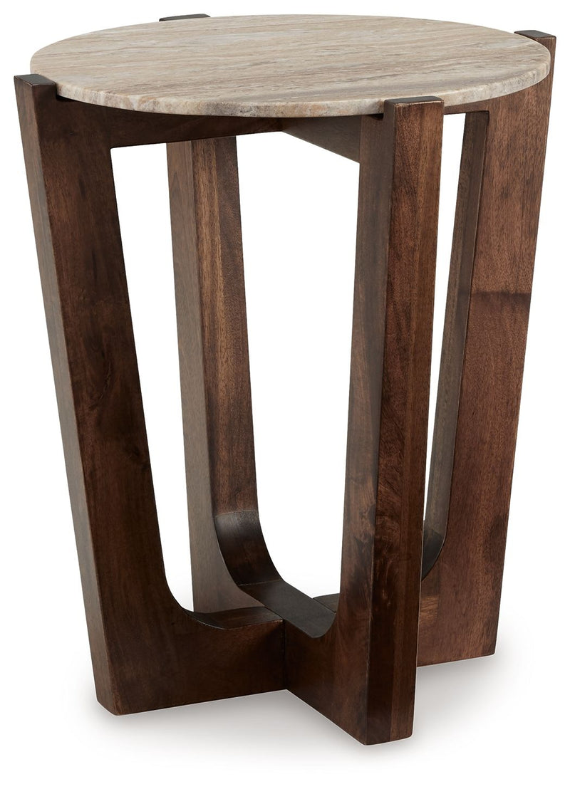 Tanidore - Warm Brown - Round End Table - JaxCo Furniture