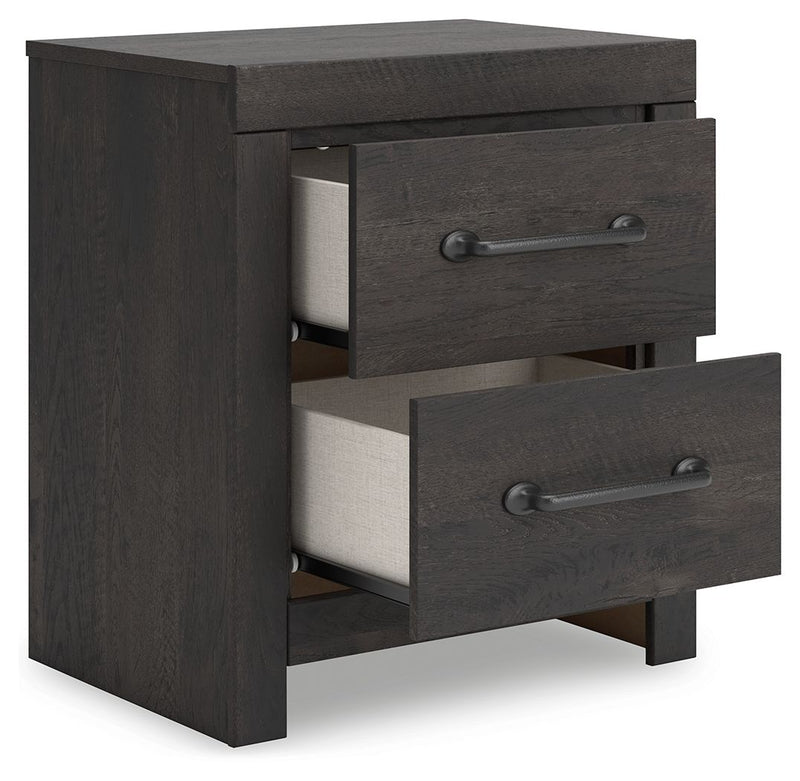 Hollivern - Dark Gray - Two Drawer Night Stand - JaxCo Furniture