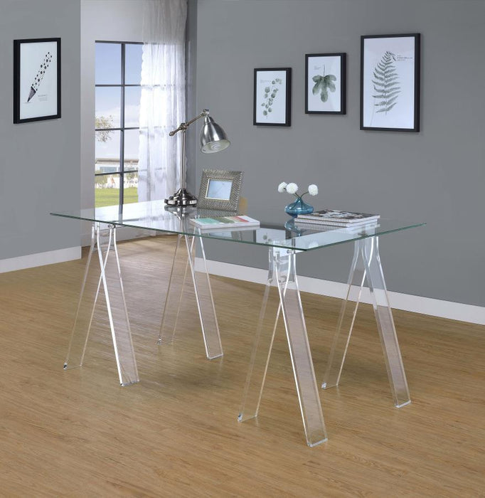 Amaturo - Glass Top Acrylic Writing Desk - Clear - JaxCo Furniture