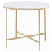 Ellison - Round Marble Top Side End Table - White And Gold - JaxCo Furniture