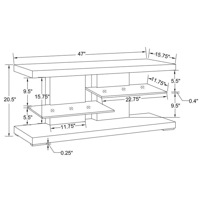 Cogswell - 2-Shelf Wood TV Stand - White High Gloss - JaxCo Furniture