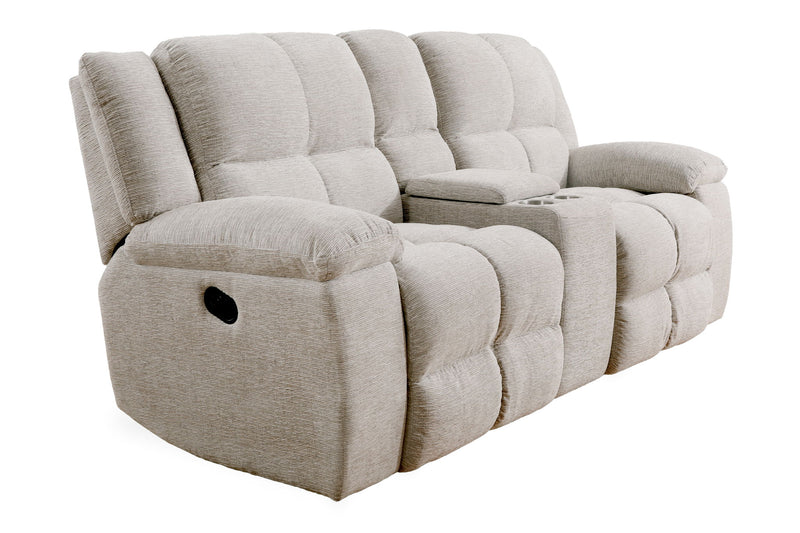 Buster - Manual Reclining Console Loveseat - Opal Taupe - JaxCo Furniture