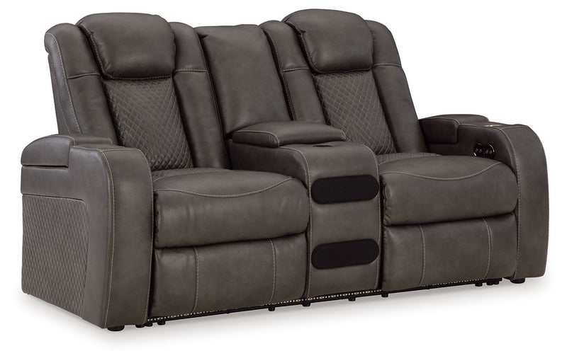 Fyne-dyme - Power Reclining Loveseat With Console/Adj Hdrst - JaxCo Furniture