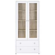 Hawthorne - 4-Shelf Glass Door Tall Cabinet With Drawers - JaxCo Furniture