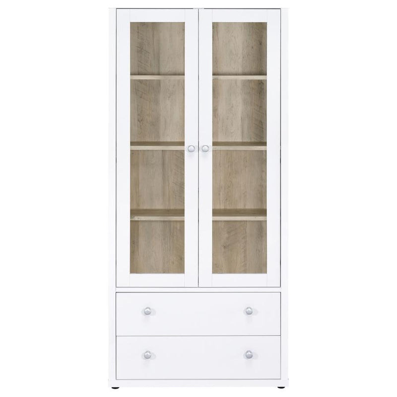 Hawthorne - 4-Shelf Glass Door Tall Cabinet With Drawers - JaxCo Furniture