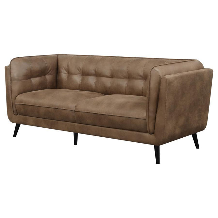 Thatcher - Upholstered Tuxedo Arm Tufted Sofa - Brown - JaxCo Furniture