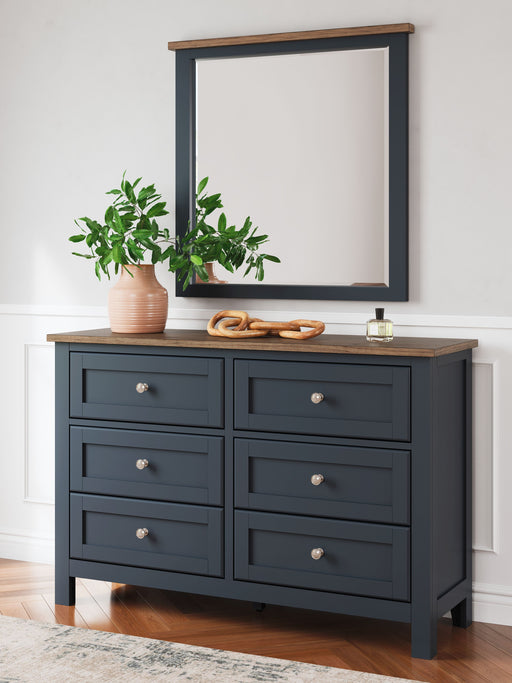 Landocken - Brown / Blue - Dresser and Mirror - JaxCo Furniture