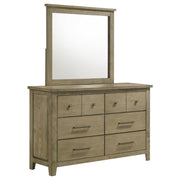 Hazlewood - 6-Drawer Bedroom Dresser With Mirror - Vineyard Oak - JaxCo Furniture