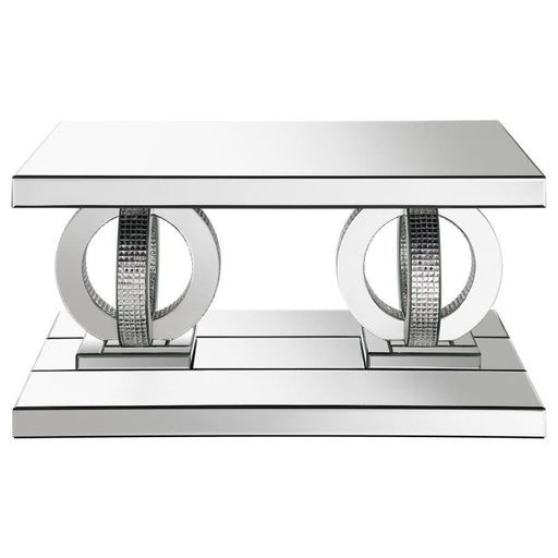 Breena - Rectangular Mirrored Acrylic Coffee Table - Silver - JaxCo Furniture