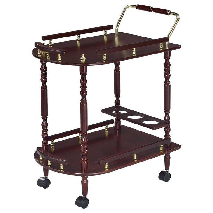 Palmer - 2-Tier Rectangular Wood Bar Cart - Merlot - JaxCo Furniture