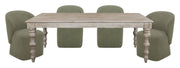 Crossings - Eden Rectangular Dining Table With 4 Upholstered Chairs - Toasted Tumbleweed & Green - JaxCo Furniture