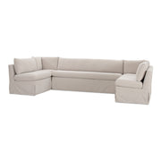 Fable - 5 Piece Slipcover Dining Banquette U-Shape - Beige - JaxCo Furniture