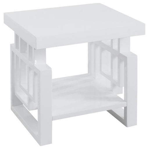 Schmitt - Rectangular Side End Table - White High Gloss - JaxCo Furniture