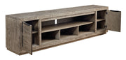 Krystanza - Weathered Gray - XL TV Stand w/Fireplace Option - JaxCo Furniture