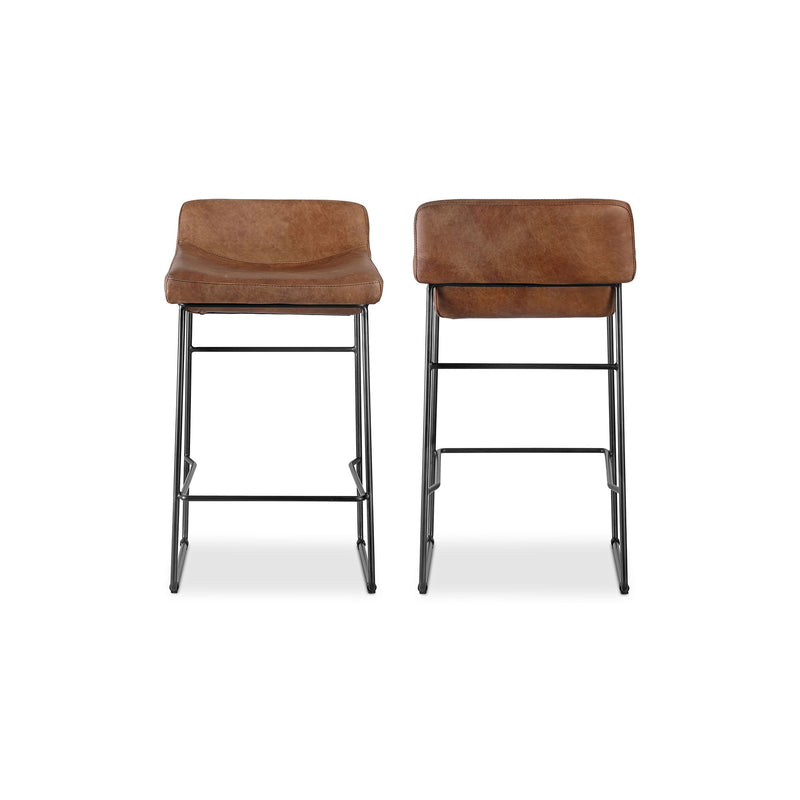 Starlet - Leather Open Road Counter Stool (Set of 2) - Brown - JaxCo Furniture