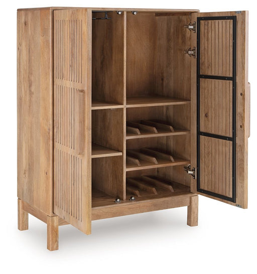 Pellamour - Natural Brown - Bar Cabinet - JaxCo Furniture