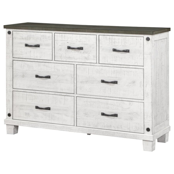 Lilith - 7-Drawer Dresser - Distressed White - JaxCo Furniture