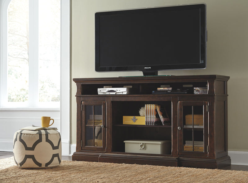 Roddinton - Dark Brown - 2 Pc. - 74" TV Stand with Electric Infrared Fireplace Insert - JaxCo Furniture