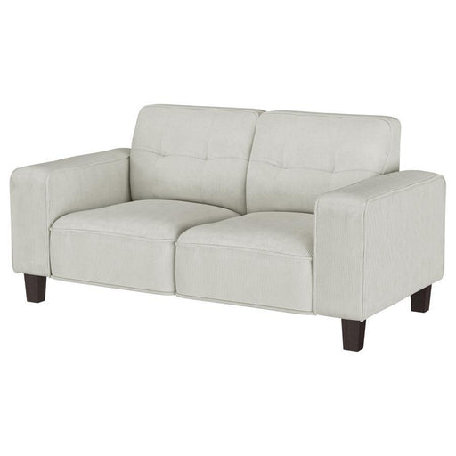 Deerhurst - Upholstered Track Arm Tufted Loveseat - Greige - JaxCo Furniture