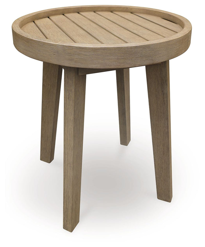 Marina Sun - Beige - Round End Table - JaxCo Furniture