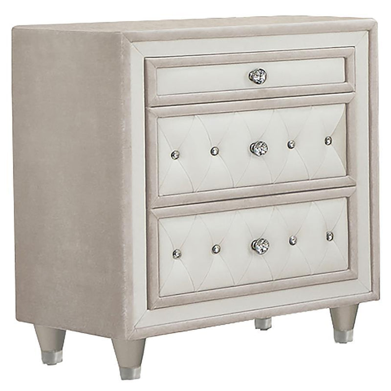 Antonella - Upholstered 3-Drawer Nightstand - JaxCo Furniture