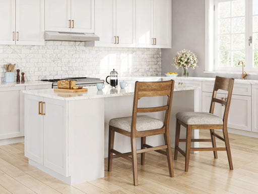 Cabalynn - Oatmeal / Light Brown - Upholstered Barstool (Set of 2) - JaxCo Furniture