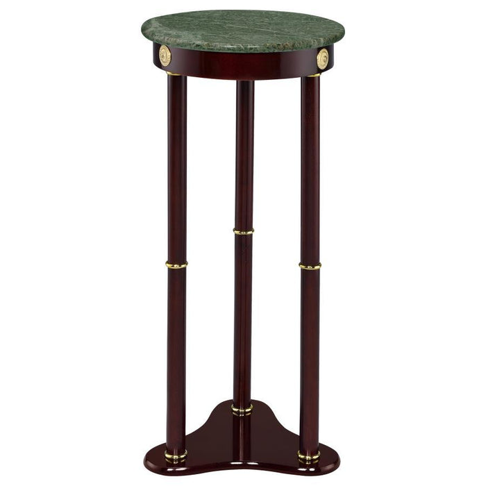 Edie - Round Marble Top Accent Side Table - Merlot - JaxCo Furniture